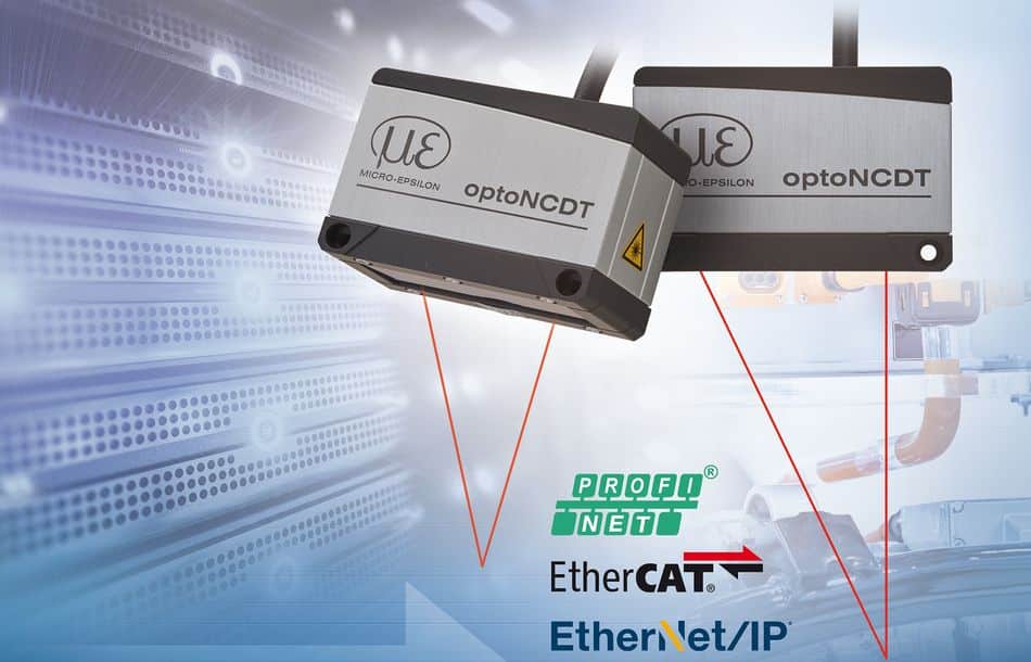 Laser-Wegsensor von Micro-Epsilon für den Inline-Einsatz - mit EtherCAT, EtherNet/IP und Profinet
